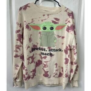 Star Wars women's medium crew neck long sleeve tie dye sweatshirt baby yoda
